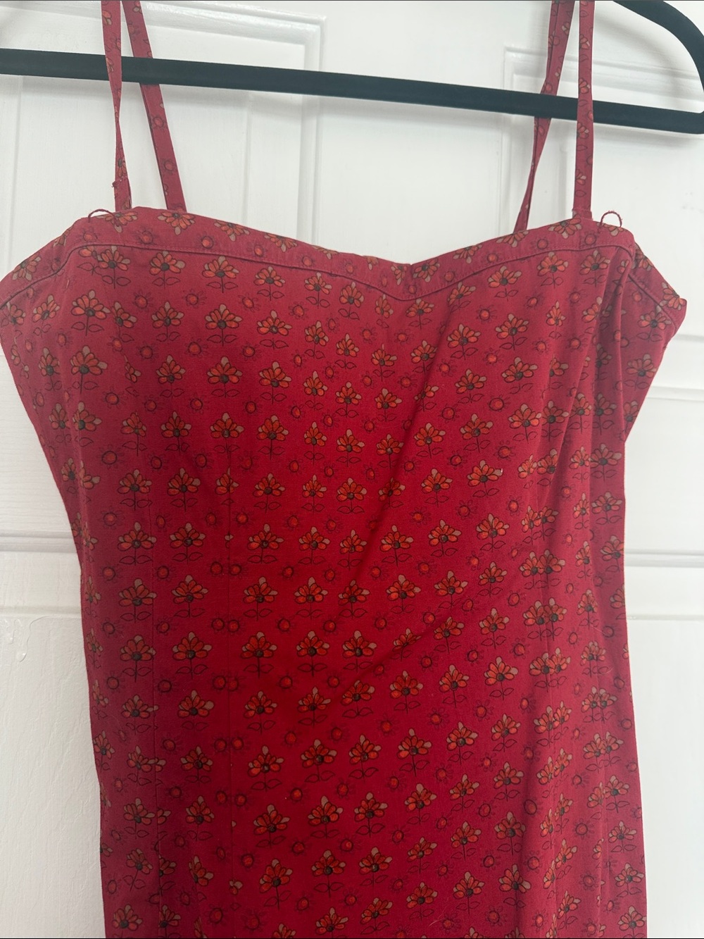 Vintage Ralph Lauren Red Spaghetti-Strap Midi Dress with removable straps - Picture 2 of 10